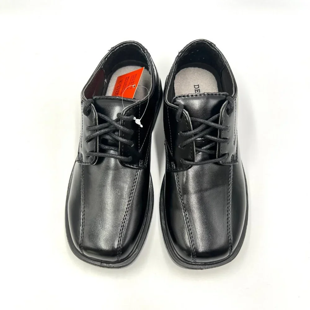 Deer Stags Boys Kids Gabe Black Faux Leather Lace Up‎ Oxfords Dress Shoes 12.5